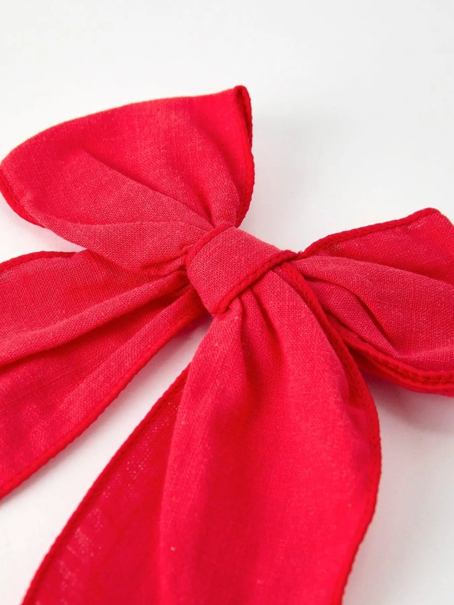 Rylee Faith Designs Christmas Red Bow Hairpin Festive Holiday Accessory - Everetts Place Boutique - 