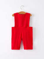 Rylee Faith Designs Christmas Red Green Smock Embroidery Romper For Baby Boy - Everetts Place Boutique - 