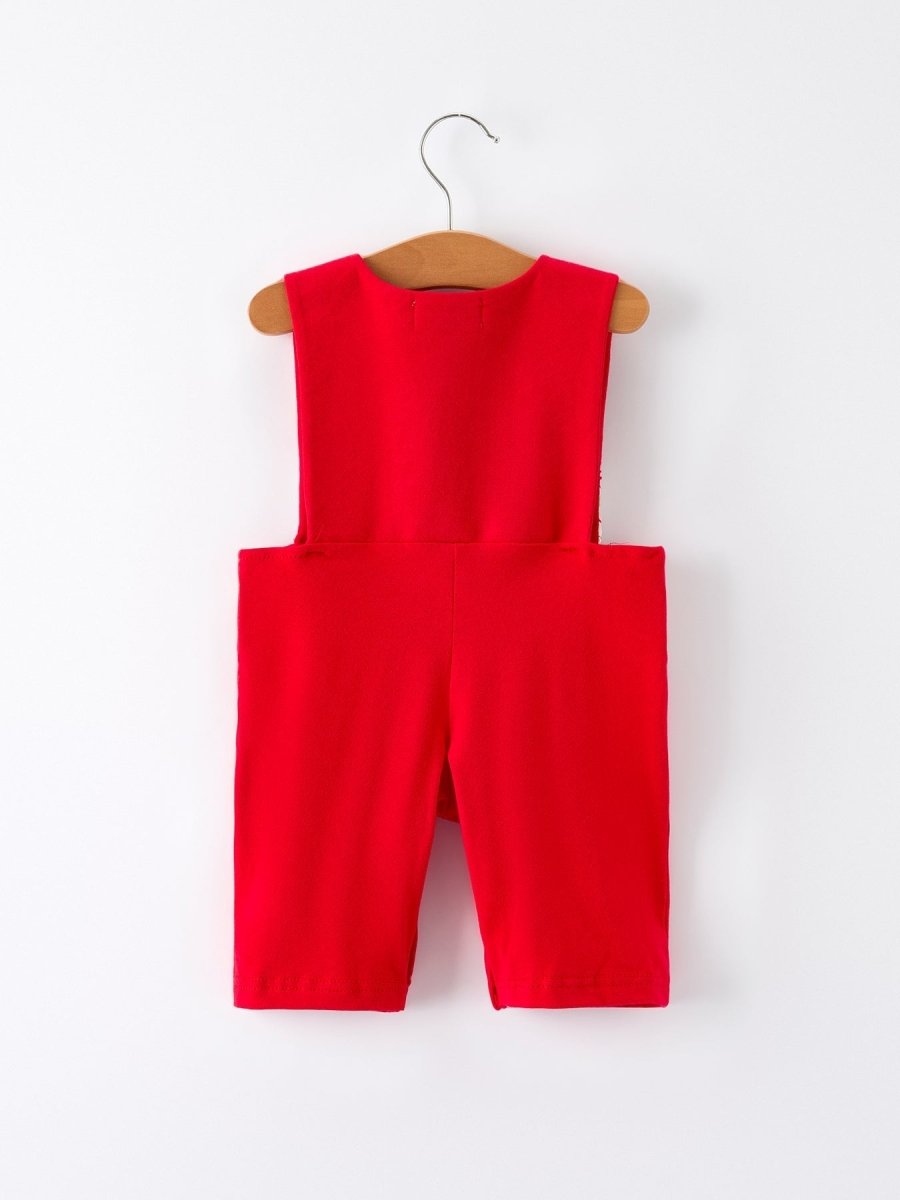 Rylee Faith Designs Christmas Red Green Smock Embroidery Romper For Baby Boy - Everetts Place Boutique - 