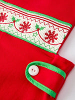 Rylee Faith Designs Christmas Red Green Smock Embroidery Romper For Baby Boy - Everetts Place Boutique - 