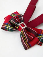 Rylee Faith Designs Christmas Red Plaid Zircon Bow Hairpin for Festive Holiday Style - Everetts Place Boutique - 