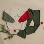 Little Joy Co. Christmas Ribbed Flared Leggings - Red or Green - 