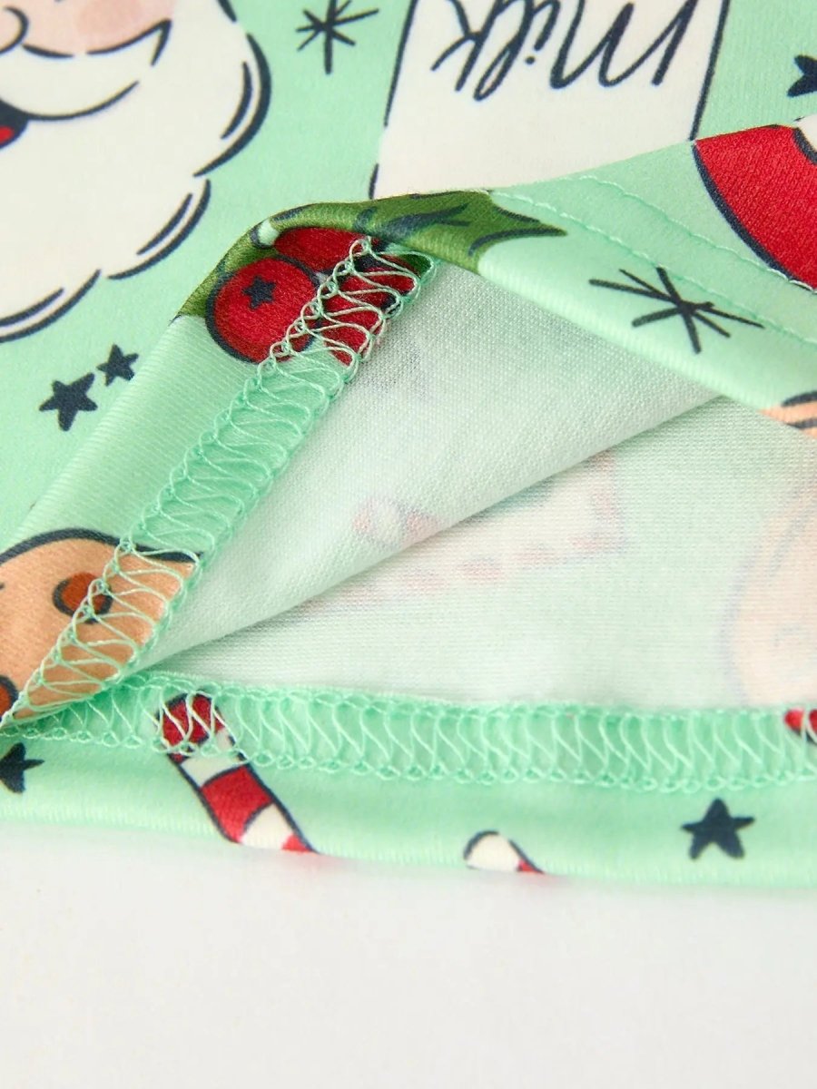 Rylee Faith Designs Christmas Santa and Cookie Print Girls Pajamas with Red Ruffle - Everetts Place Boutique - 