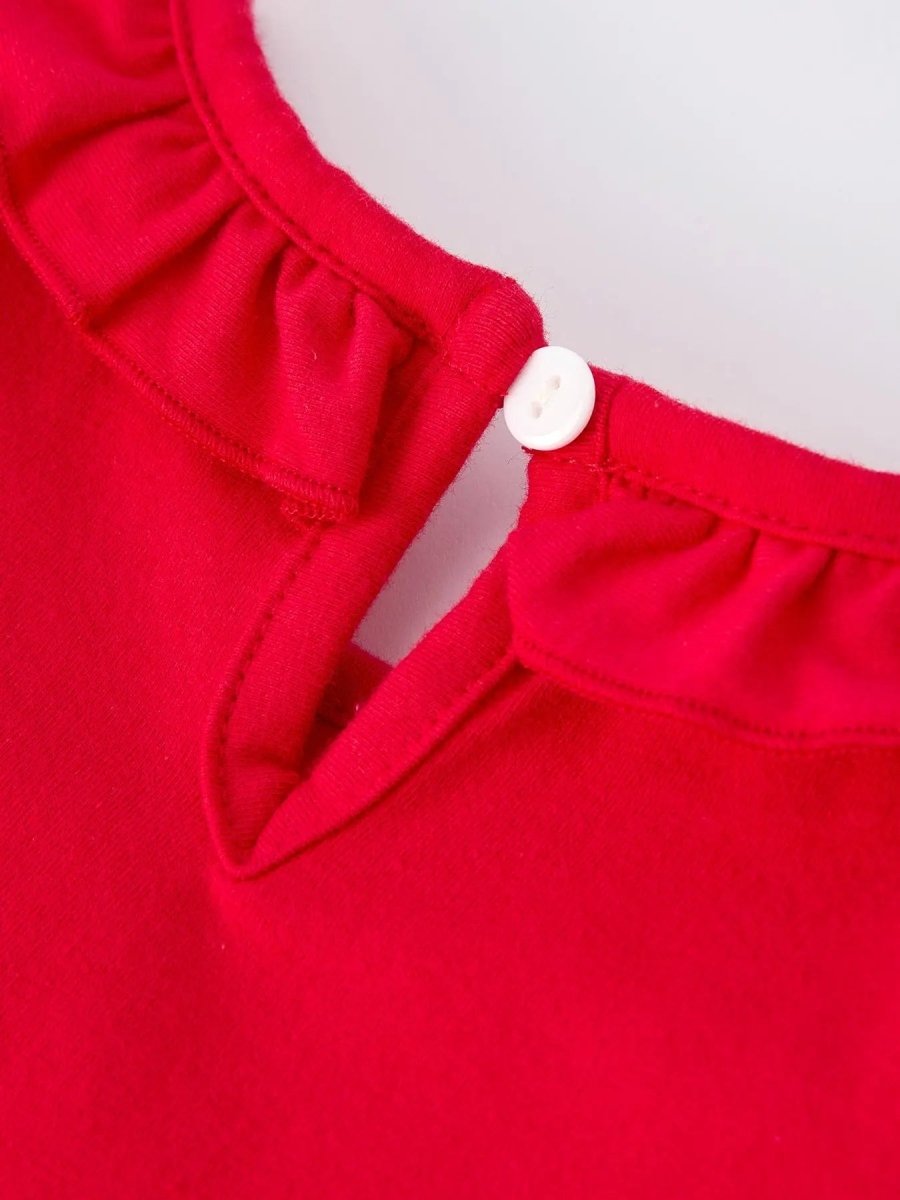 Rylee Faith Designs Christmas Smocked Embroidery Girls Dress With Pink Ribbon - Everetts Place Boutique - 