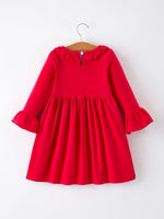 Rylee Faith Designs Christmas Smocked Embroidery Girls Dress With Pink Ribbon - Everetts Place Boutique - 