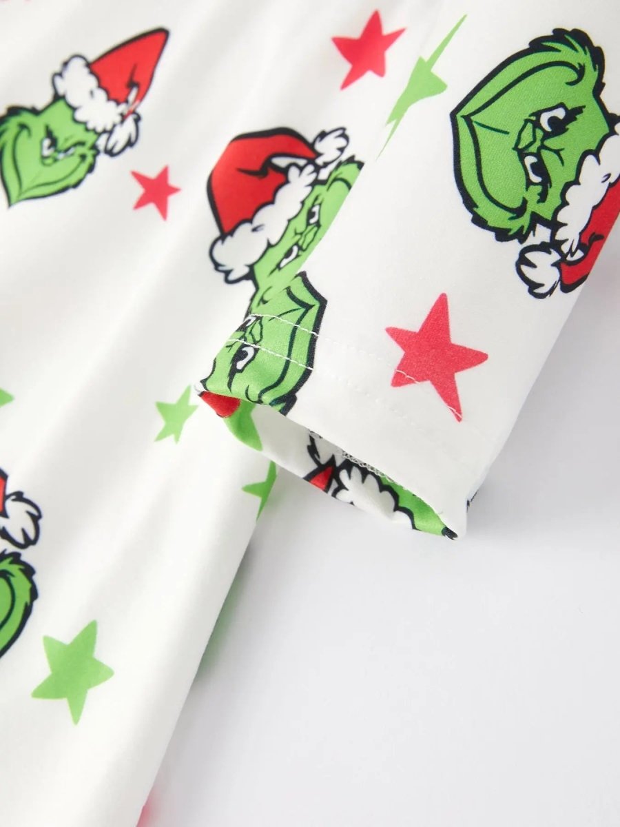 Rylee Faith Designs Christmas Themed Cartoon Characters Stars Print Girls Dress - Everetts Place Boutique - 