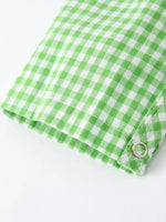 Rylee Faith Designs Christmas Tree Smocked Baby Romper Soft Green Plaid - Everetts Place Boutique - 