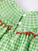 Rylee Faith Designs Christmas Tree Smocked Dress For Girls With Green Plaid - 