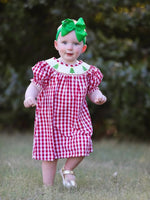 Rylee Faith Designs Christmas Tree Smocking Embroidered Dress For Girls - Everetts Place Boutique - 