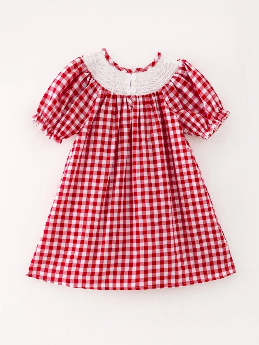 Rylee Faith Designs Christmas Tree Smocking Embroidered Dress For Girls - Everetts Place Boutique - 