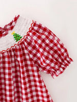 Rylee Faith Designs Christmas Tree Smocking Embroidered Dress For Girls - Everetts Place Boutique - 
