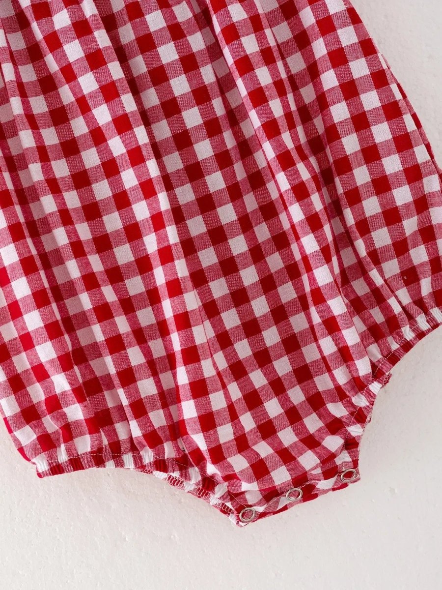 Rylee Faith Designs Christmas Tree Smocking Embroidered Girls Holiday Romper - Everetts Place Boutique - 