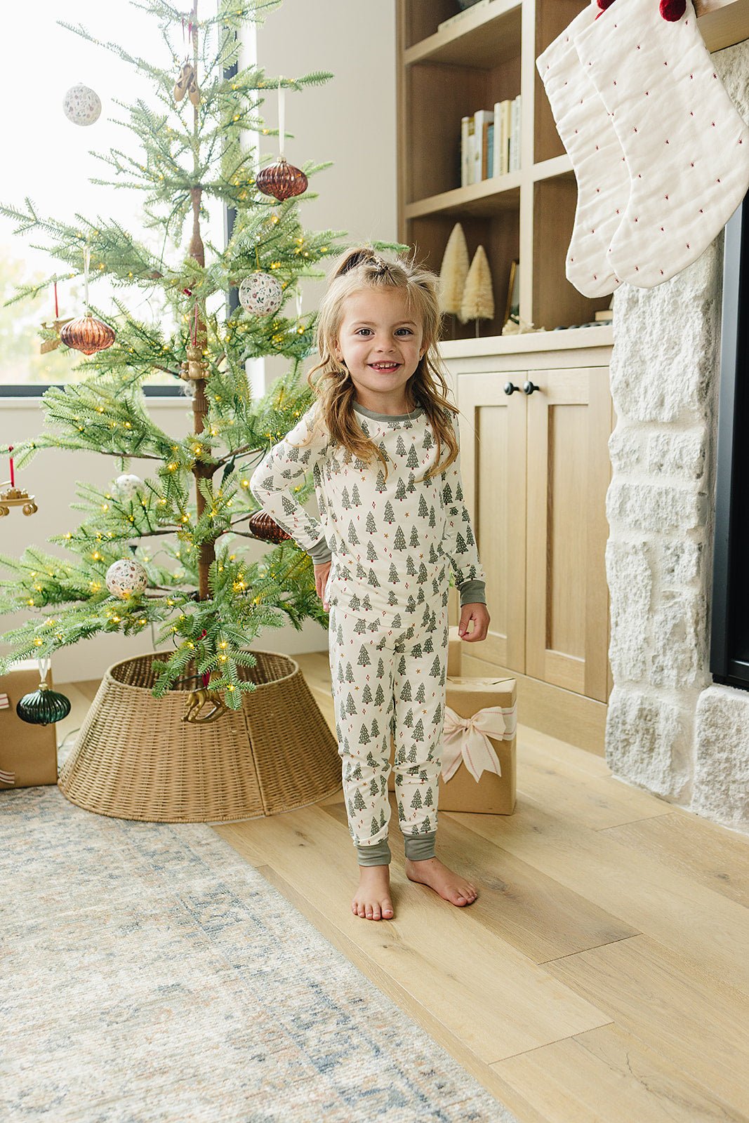 Mebie Baby Christmas Trees Bamboo Cozy Sleep Set For Kids 2T To 11 Years - 