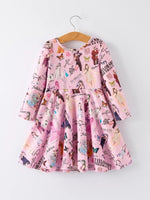 Rylee Faith Designs Christmas Twirly Print Milk Silk Party Dress For Girls - Everetts Place Boutique - 