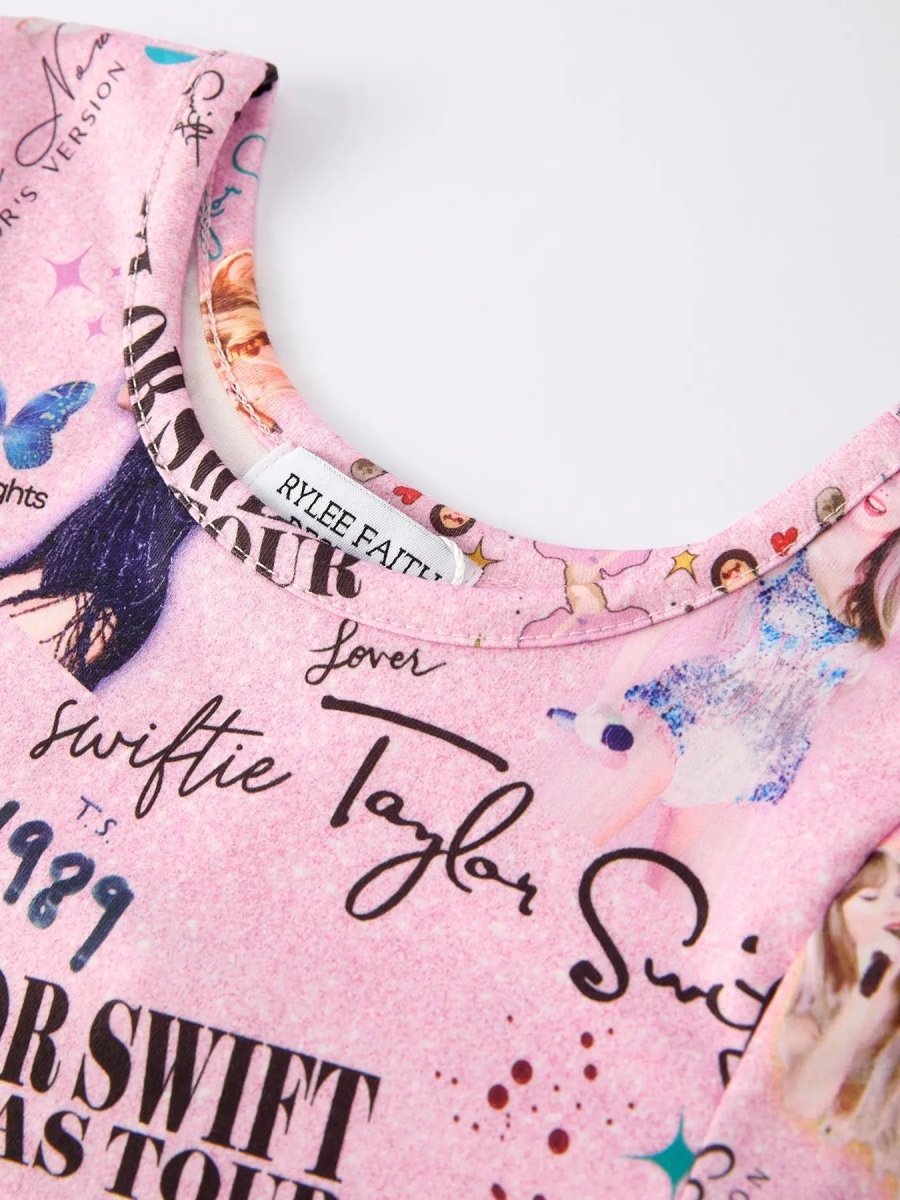 Rylee Faith Designs Christmas Twirly Print Milk Silk Party Dress For Girls - Everetts Place Boutique - 