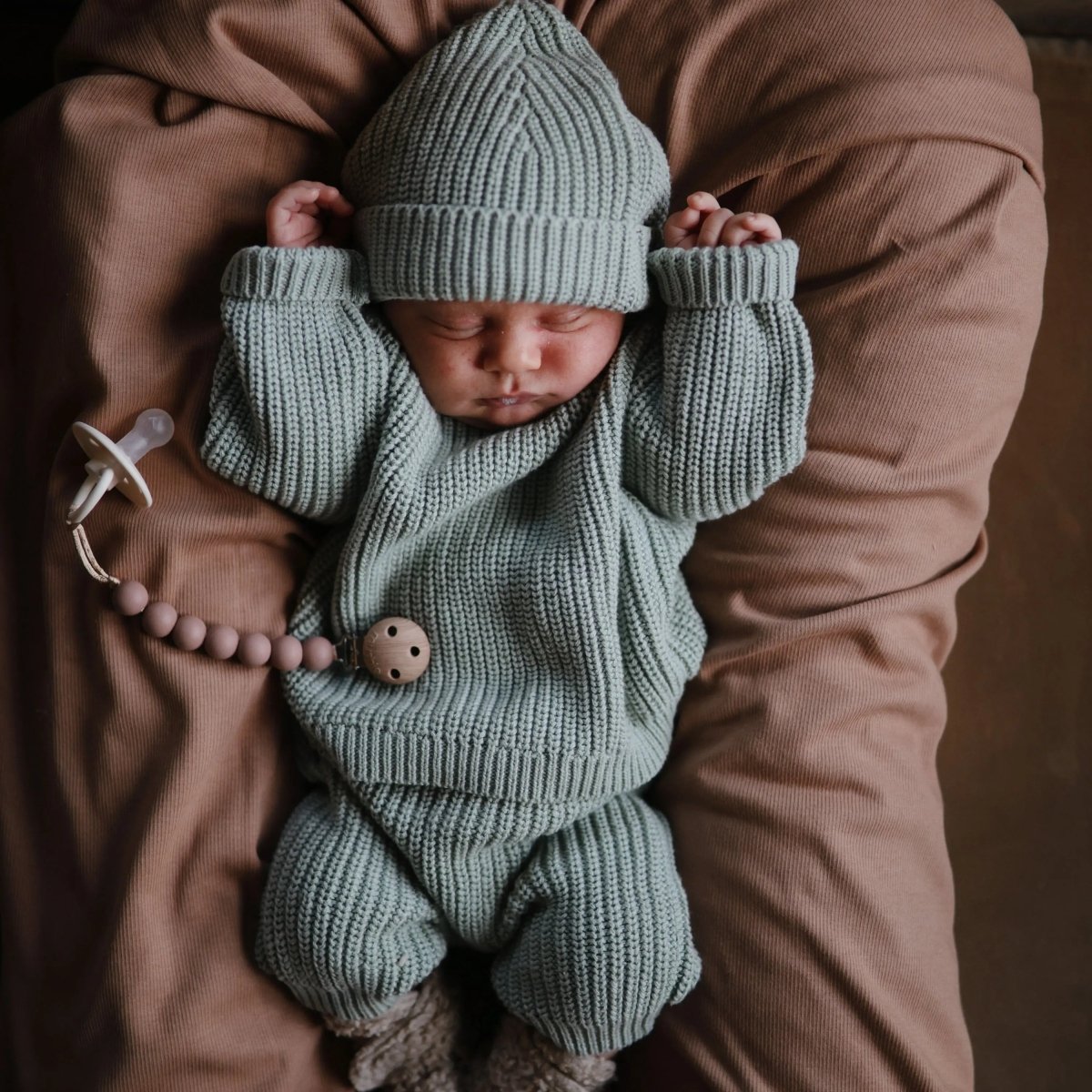 Mushie Chunky Knit Beanie Made with Organic Cotton for Babies Cozy and Stylish - 