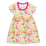 Bestaroo Citrus Print Twirl Dress For Girls Bamboo Spandex Fabric Short Sleeves - 