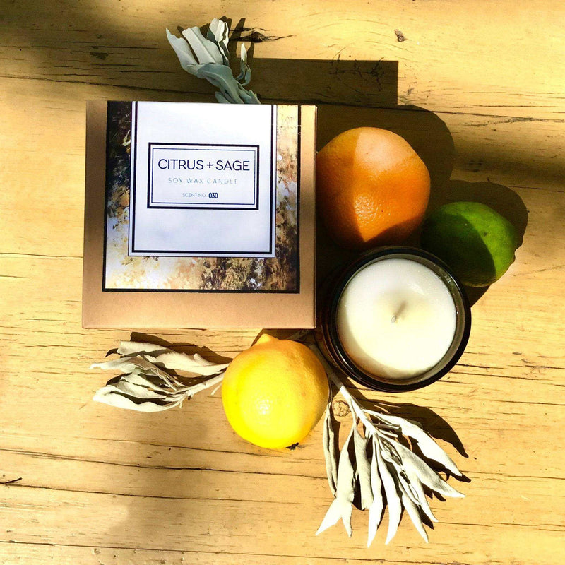 Citrus + Sage Soy Wax Candle - Everetts Place: Online Boutique - Diffusers, Oils & Candles