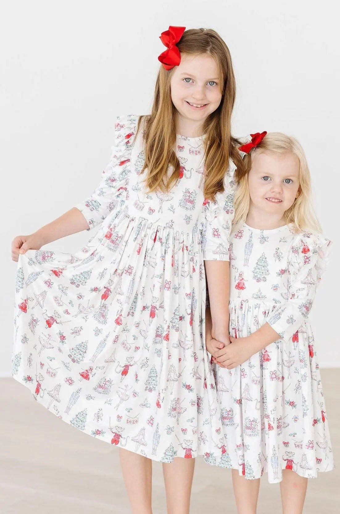 Mila & Rose ® Clara's Christmas 3/4 Sleeve Ruffle Twirl Dress - 