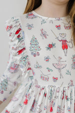 Mila & Rose ® Clara's Christmas 3/4 Sleeve Ruffle Twirl Dress - 