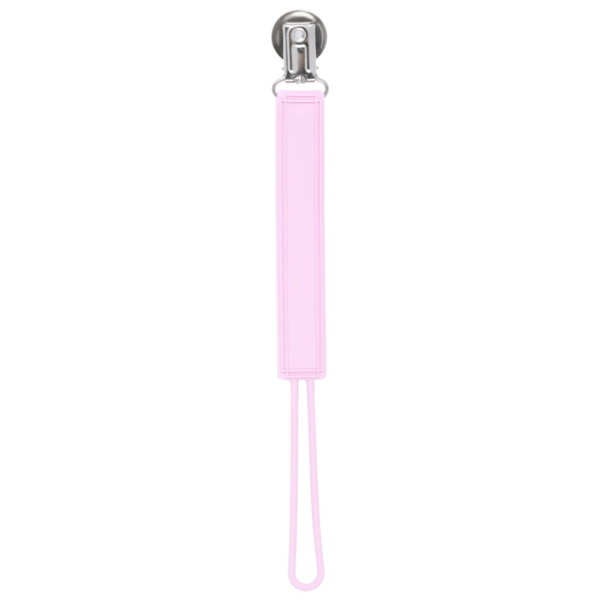 Three Little Tots Classic Baby Pink All Silicone Pacifier Clip - 
