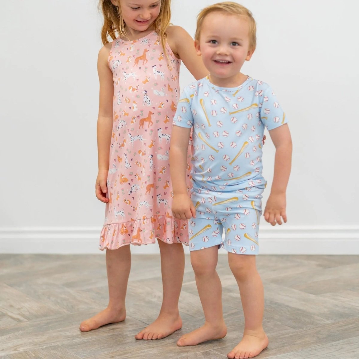 Sweet Bamboo Classic Baseball Pajama Set with Lightweight Fabric for Kids Summer Comfort - 