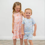 Sweet Bamboo Classic Baseball Pajama Set with Lightweight Fabric for Kids Summer Comfort - 