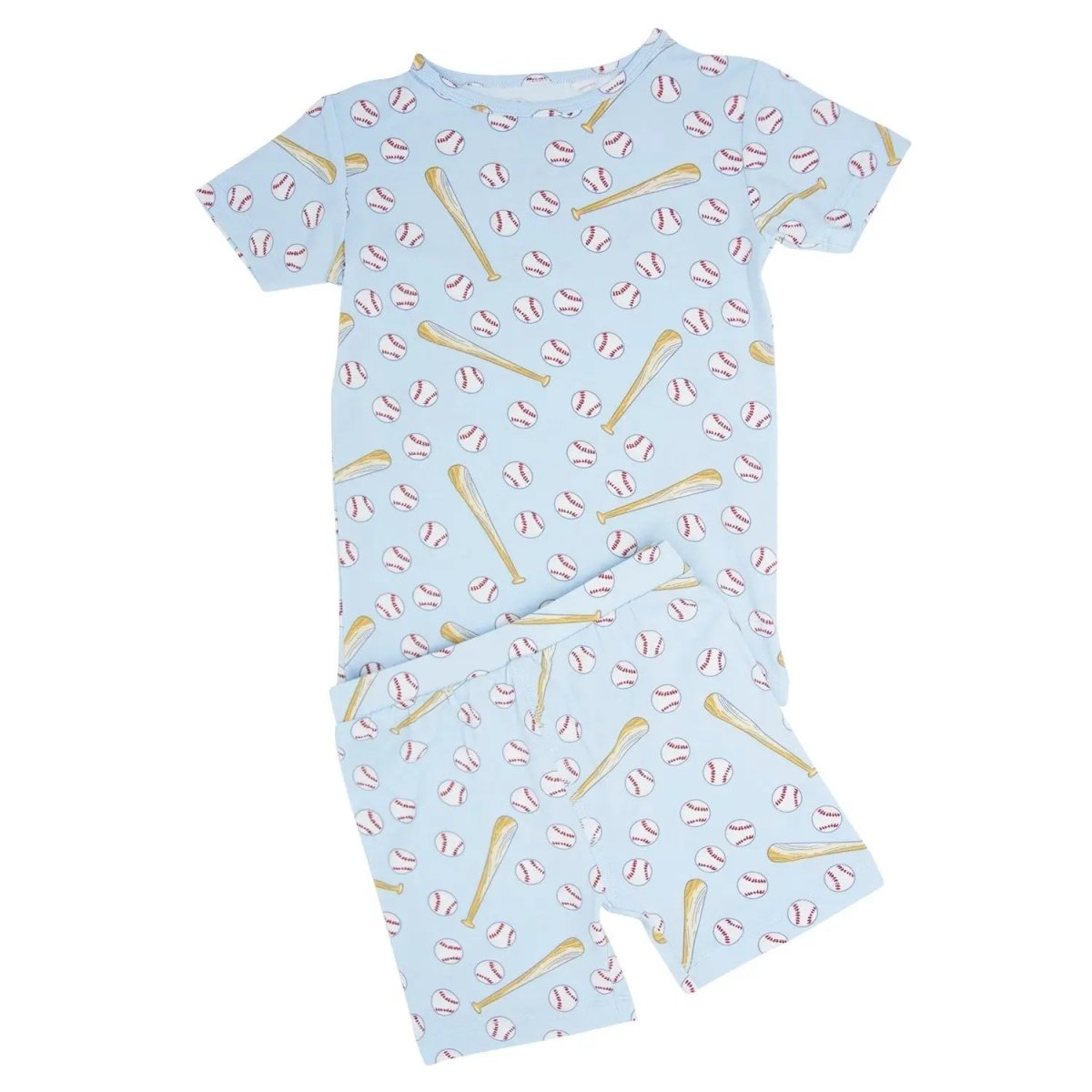 Sweet Bamboo Classic Baseball Pajama Set with Lightweight Fabric for Kids Summer Comfort - 