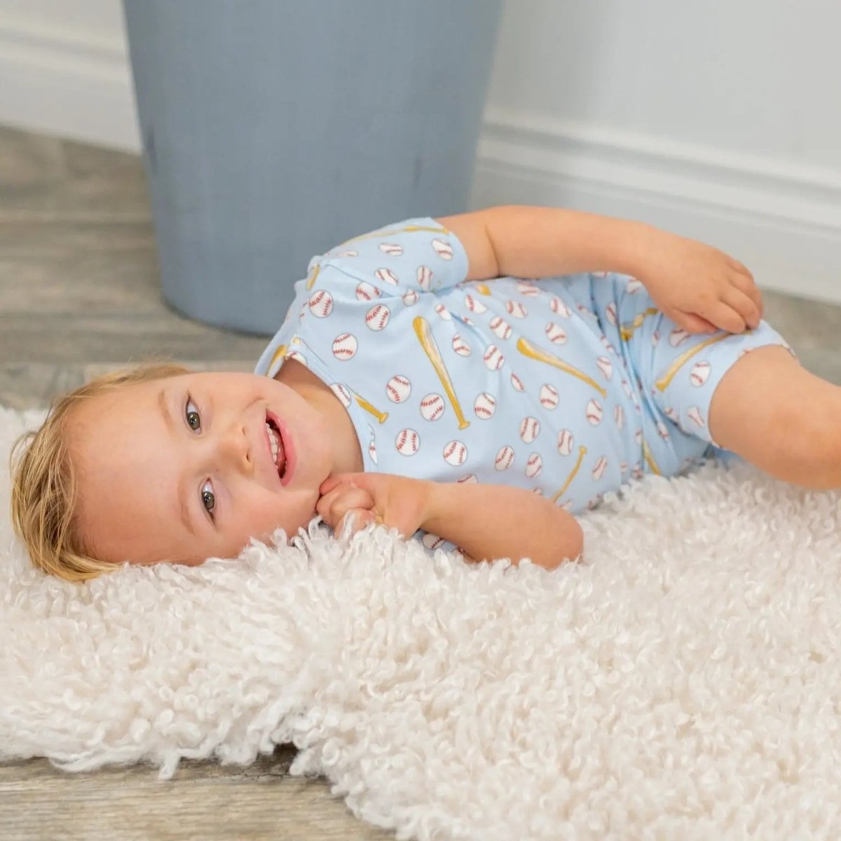 Sweet Bamboo Classic Baseball Pajama Set with Lightweight Fabric for Kids Summer Comfort - 