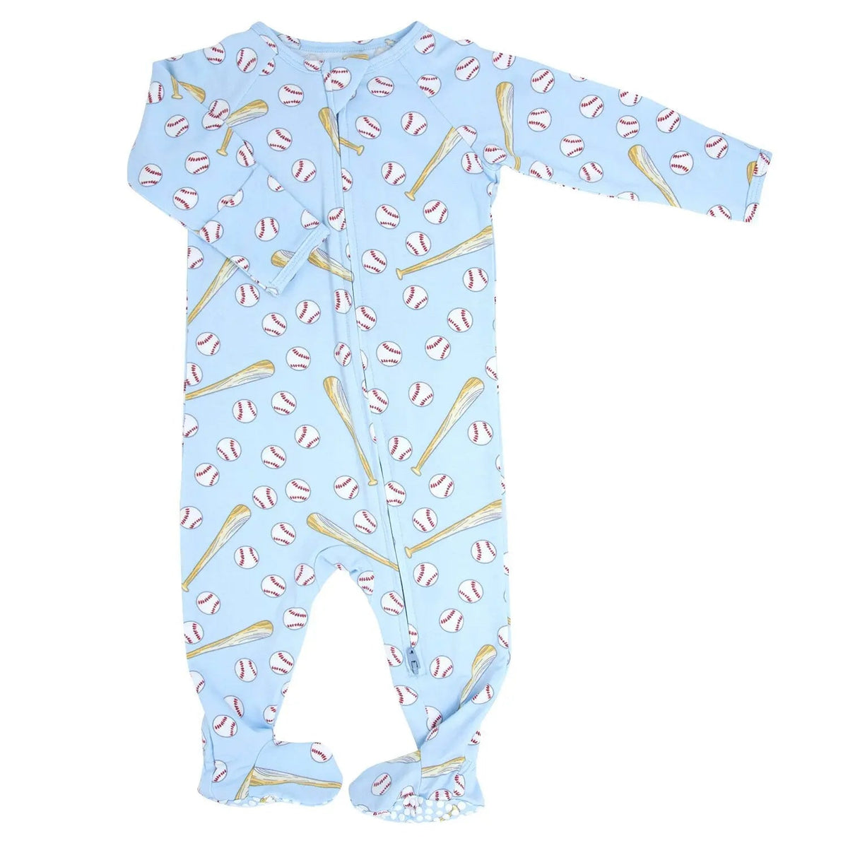Sweet Bamboo Classic Baseball Zipper Footie - 