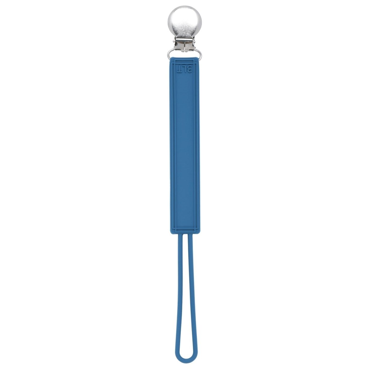 Three Little Tots Classic Blue All Silicone One Piece Pacifier Clip - 