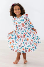 Mila & Rose ® Classic Christmas Three Quarter Sleeve Ruffle Twirl Dress For Girls - 
