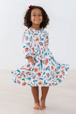 Mila & Rose ® Classic Christmas Three Quarter Sleeve Ruffle Twirl Dress For Girls - 