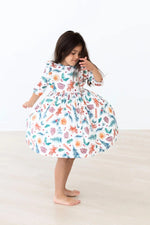 Mila & Rose ® Classic Christmas Three Quarter Sleeve Ruffle Twirl Dress For Girls - 