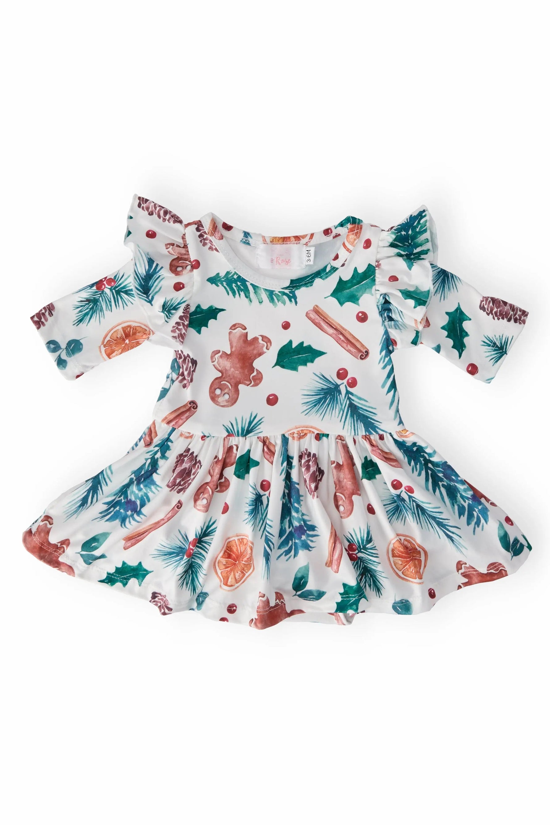 Mila & Rose ® Classic Christmas Twirl Flutter Baby Bodysuit Snap Closure - 