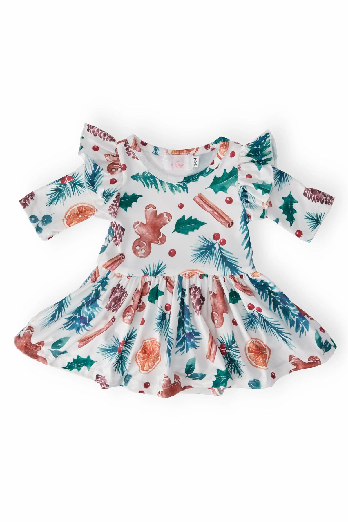 Mila & Rose ® Classic Christmas Twirl Flutter Baby Bodysuit Snap Closure - 