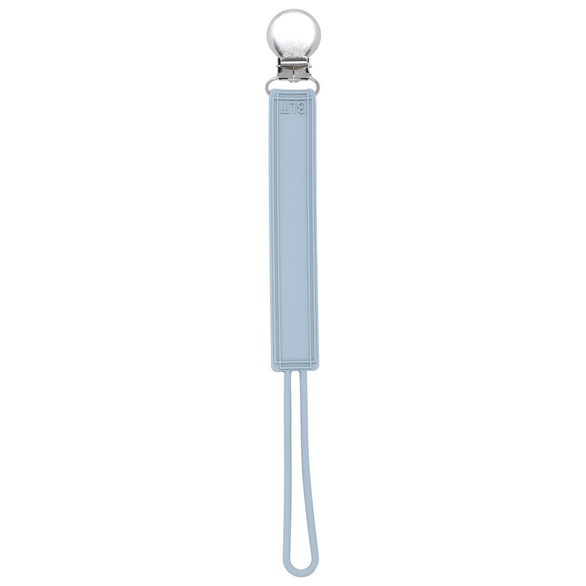 Three Little Tots Classic Glacier Blue Gray All Silicone One Piece Pacifier Clip - 