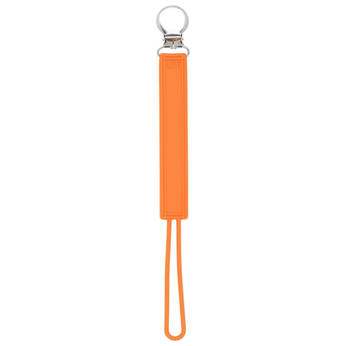 Three Little Tots Classic Orange All Silicone One Piece Pacifier Clip - 