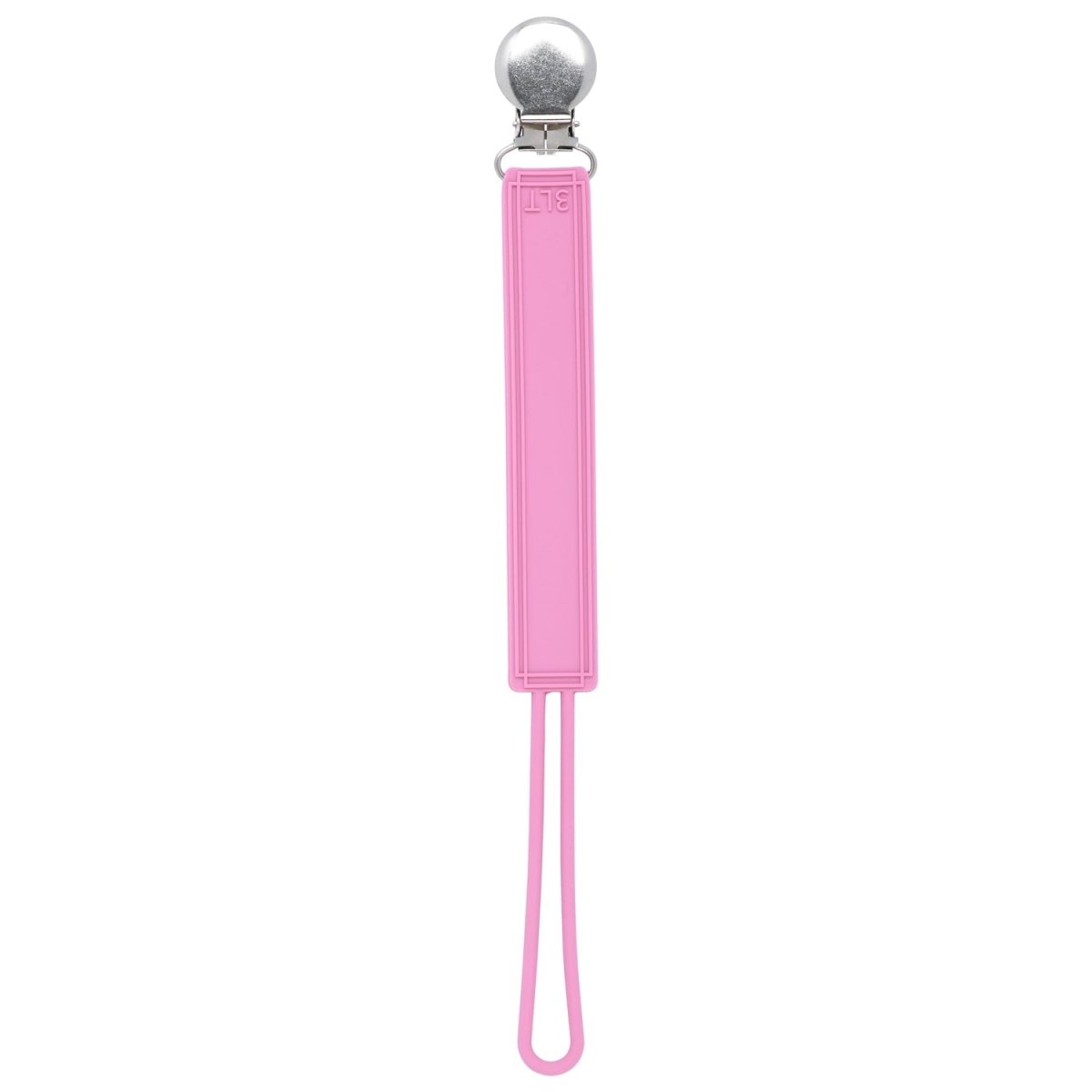 Three Little Tots Classic Rose Pink All Silicone One Piece Pacifier Clip - 