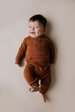 Three Little Tots Clay Baby Ribbed Playsuit with pockets - 