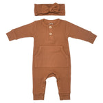 Three Little Tots Clay Baby Ribbed Playsuit with pockets - 