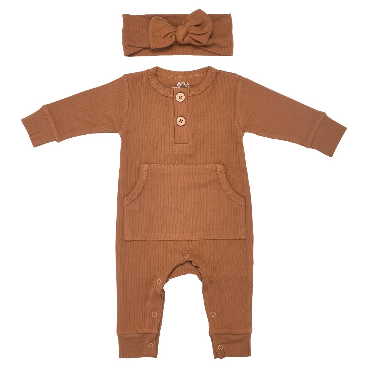Three Little Tots Clay Baby Ribbed Playsuit with pockets - 