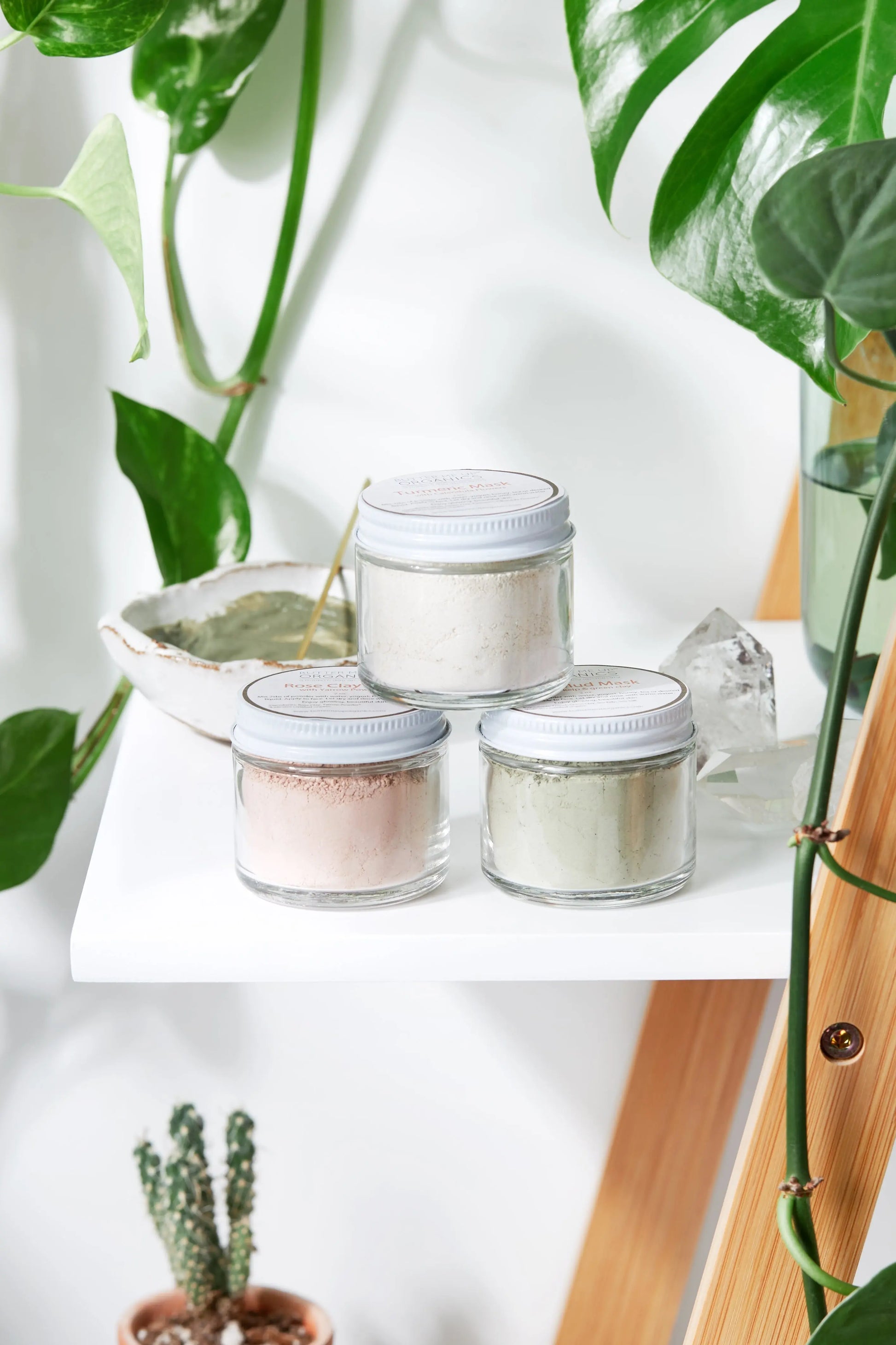 Clay Face Mask Trio Rose Clay French Green Clay Kaolin Clay Turmeric Kelp Calendula Butter Me Up Organics