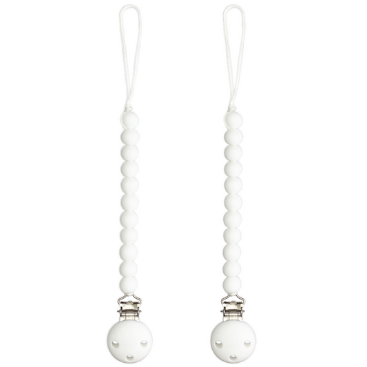 Comfy Cubs Silicone Pacifier Clips White 2 Pack Newborns Comfy Cubs Everetts Place: Online Boutique