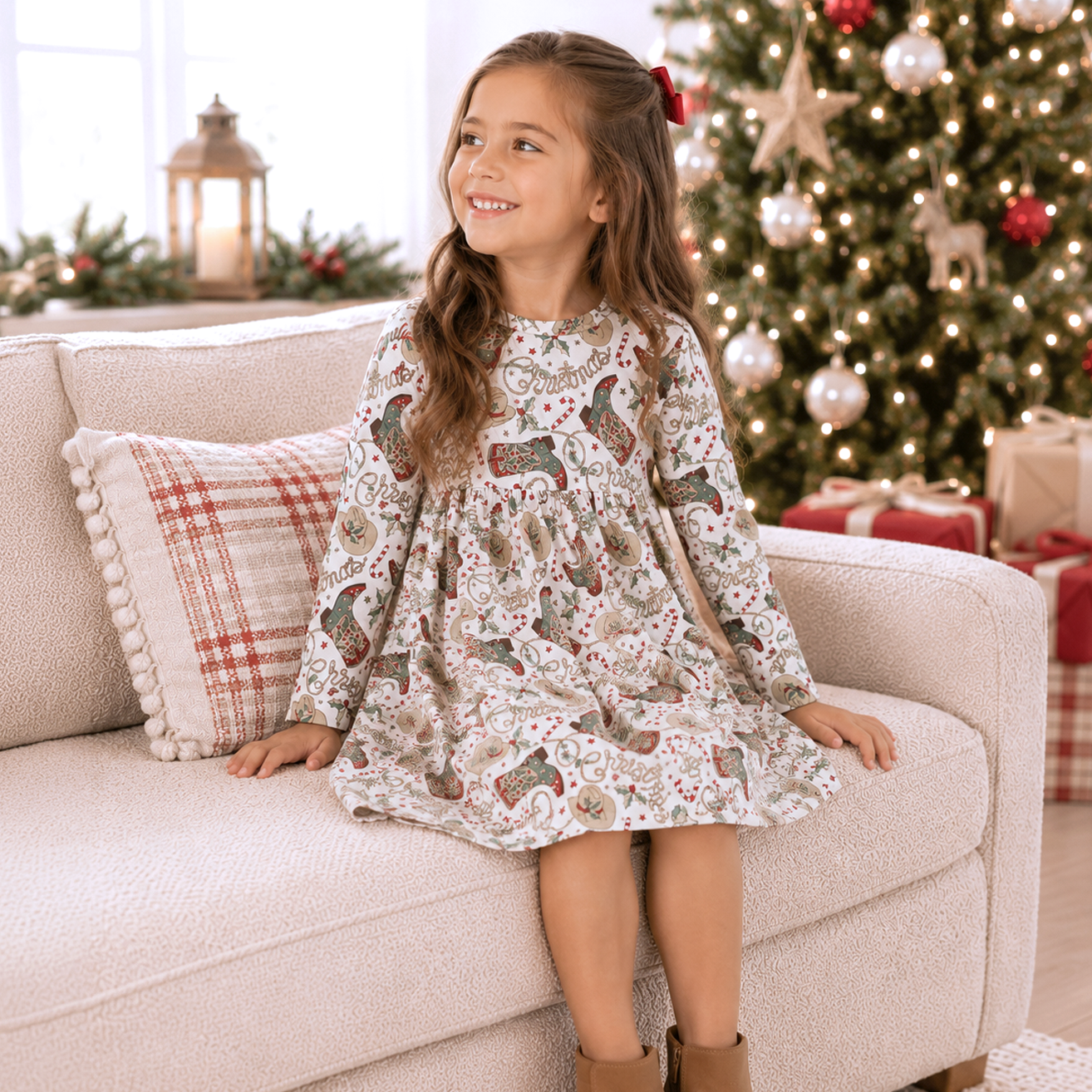 Western Christmas Girls Dress