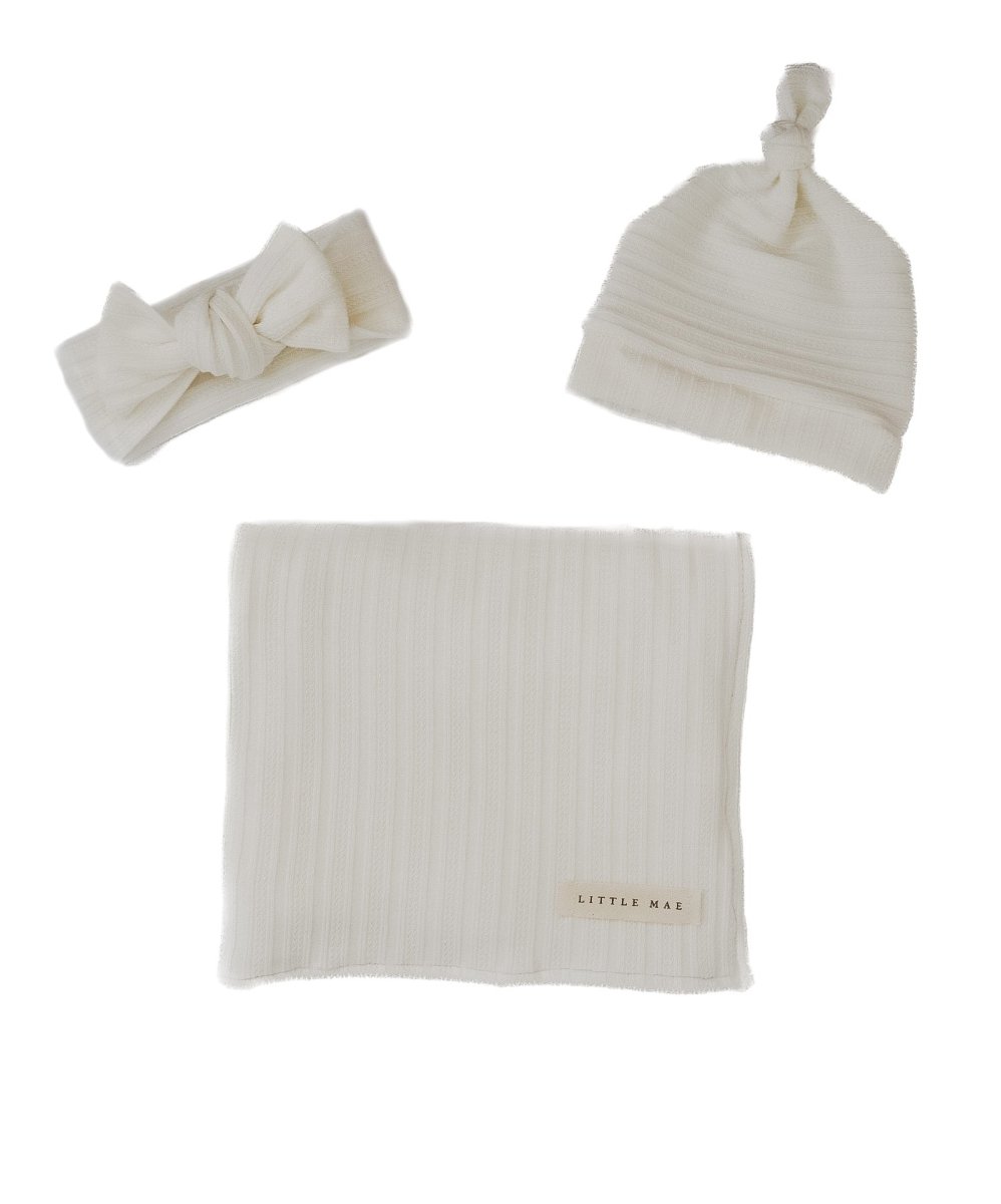 Little Mae & Co Cloud Knit Pointelle Stretch Swaddle Blanket For Newborns - Everetts Place Boutique - 