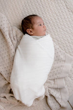 Little Mae & Co Cloud Knit Pointelle Stretch Swaddle Blanket For Newborns - Everetts Place Boutique - 
