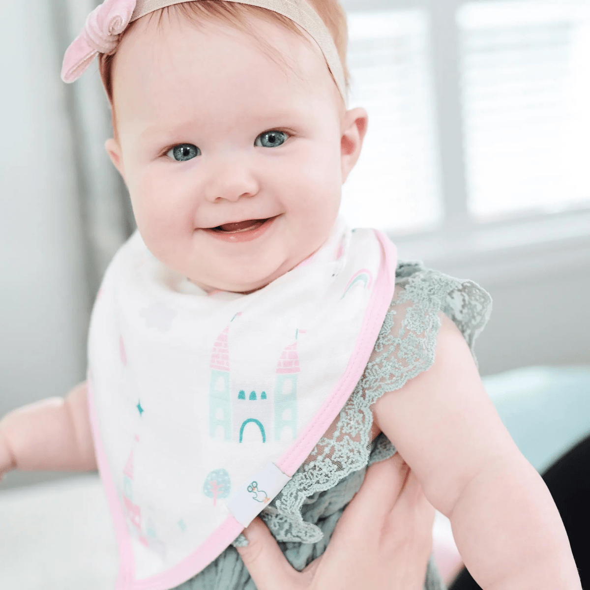 Goosewaddle® | Newborn Baby Blankets Toys Teethers Bibs & More Clouds And Castles 2 Pack Absorbent Muslin Bibs