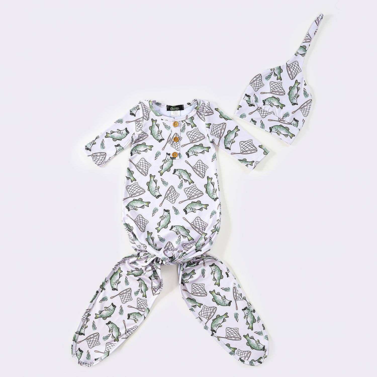 Clover Cottage Baby Knotted Gown Soft Sleepwear for Newborns to 3 Months Clover Cottage