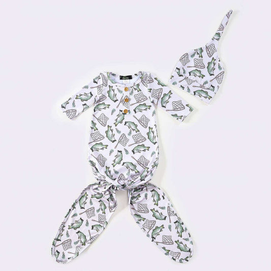 Clover Cottage Baby Knotted Gown Soft Sleepwear for Newborns to 3 Months Clover Cottage